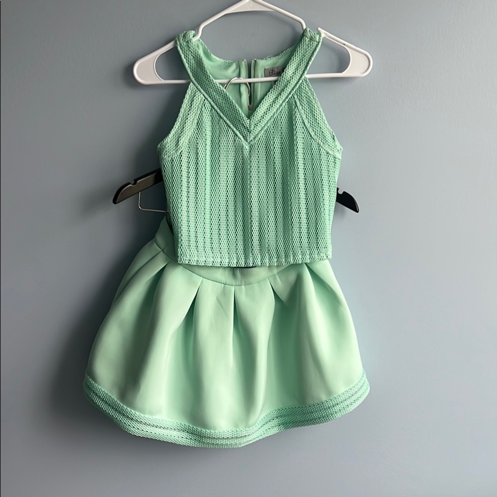 Green Fit and Flare Sleeveless Halter Dress for Prom
